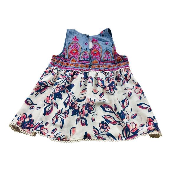 2487 Women's Sz Small Floral Embroidered Sleeveless Top Blouse - Picture 6 of 8